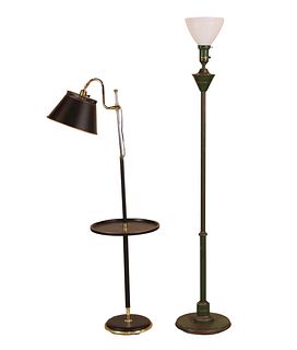 Two Painted Tole Floor Lamps