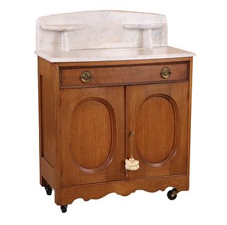 Victorian Marble Top Oak Washstand