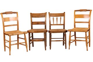 Four Rush-Seat Side Chairs
