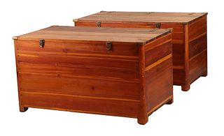 Two Brass-Mounted Teak Blanket Chests