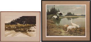 Roger Tory Peterson, Lithograph, Whooping Cranes