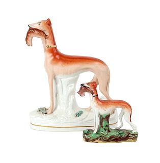 Two Staffordshire Porcelain Whippets