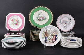Two Sets of Floral Decorated Plates