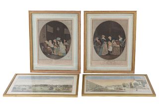 Four French Hand-Colored Engravings