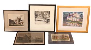 Group of Five Architectural Prints