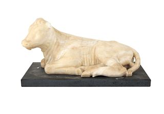 Carved Alabaster Recumbent Cow