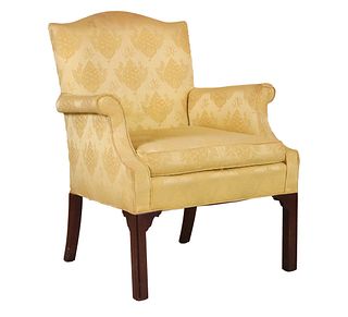 George III Style Mahogany Upholstered Easy Chair