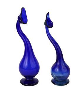 Two Persian Blue Glass Teardrop Vases