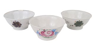 Eight Vintage Porcelain Floral-Decorated Bowls