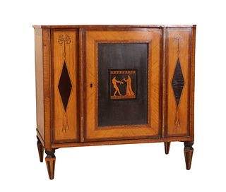 Neoclassical Style Inlaid Walnut Cabinet
