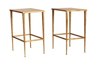 Pair of Gilt-Metal and Mirror Top Side Tables