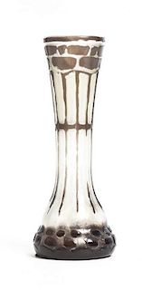 An Acid Cut Glass Vase, Height 7 1/2 inches.