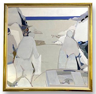 Lg Gabriel Godard "La Plage Grise" Oil On Canvas