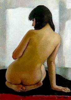 Cao Dali, (Chinese, b. 1934), Seated Nude, 1985