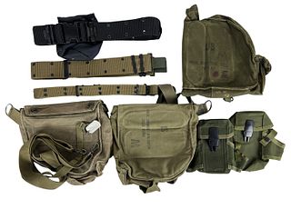 Lot of Military/ Army Belts, Gas Mask Bags, Cantee