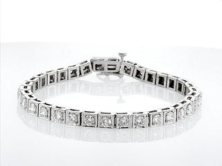 14kt White Gold 5.1 ctw Diamond Tennis Bracelet