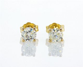 14kt Yellow Gold 0.88 ctw Diamond Earrings