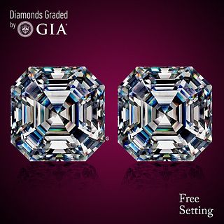 10.05 carat diamond pair, Square Emerald cut Diamonds GIA Graded 1) 5.02 ct, Color F, VVS2 2) 5.03 ct, Color E, VS1. Appraised Value: $1,388,100 