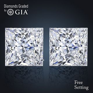 7.03 carat diamond pair, Princess cut Diamonds GIA Graded 1) 3.52 ct, Color J, VS1 2) 3.51 ct, Color I, VS2. Appraised Value: $226,100 