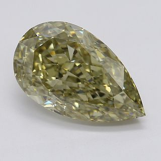 2.21 ct, Natural Fancy Brownish Greenish Yellow Even Color, VS1, Pear cut Diamond (GIA Graded), Appraised Value: $20,400 