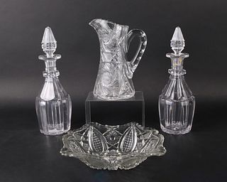 Pair of Colorless Glass Decanters