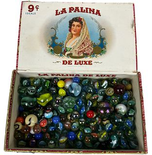 Cigar Box filled with Vintage Unsearched Marbles