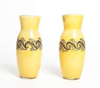 A Pair of Legras Glass Vases, Height 11 1/4 inches.