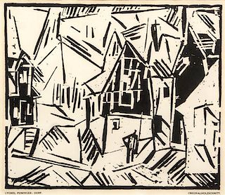 * Lyonel Feininger, (American/German, 1871- 1956), Dorf, (as published in Das Kunsblatt,) 1918-1919