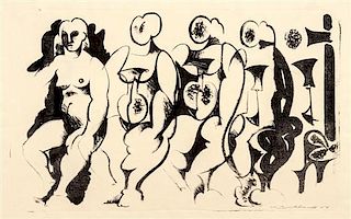 * Hans Gustav Burkhardt, (American, 1904-1994), Five Figures, 1958