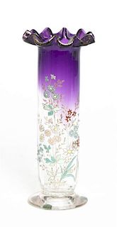 A Mont Joye Glass Vase, Height 9 3/4 inches.