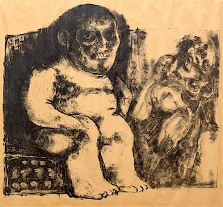 * Jose Luis Cuevas, (Mexican, b. 1934), Seated Figures, (from Recollections of Childhood), 1962