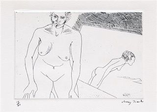* Mary Frank, (British/American, b. 1933), Nude in Mirror
