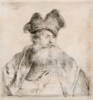 * Rembrandt van Rijn, (Dutch, 1606-1669), Old Man with a Divided Fur Cap, 1640