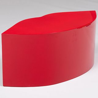 Modern Red Painted Metal Lip-Form Low Table