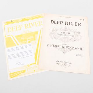 Two Copies of African American Spiritual Sheet Music: 'Deep River' 