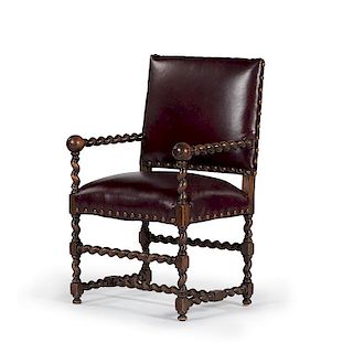 William and Mary-style Oak Armchair