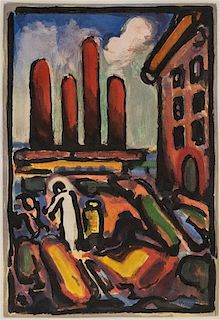Georges Rouault, (French, 1871-1958), Christ au Faubourg, (from Passion), 1935