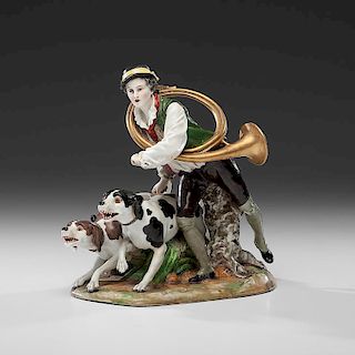 Royal Vienna Porcelain Figural Group of Hunter