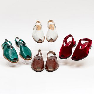 Four Pairs of Manolo Blahnik Open Toe Sandals