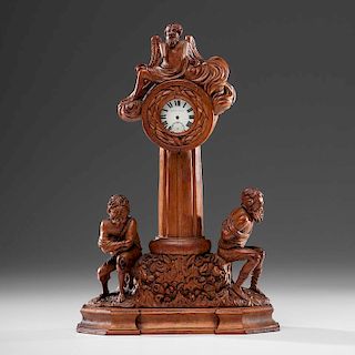 Carved Watch Hutch with Pocket Watch