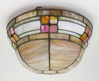 Large Arts & Crafts leaded glass inverted dome shade