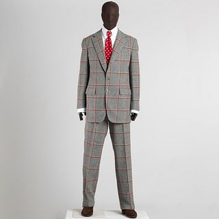 Morty Sills Grey and Red Wool Check Suit