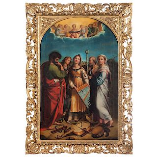 Continental Portrait of Saint Cecilia from Costa and Conti Gallery, After Raphael Sanzio da Urbino