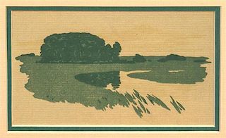 Arthur Wesley Dow, (American, 1857-1922), A Marsh Island (from Ipswich Prints), 1901