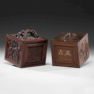 Mahjong Sets with Carved Cases, Plus