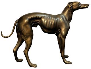 Art Deco Bronze Greyhound Dog Statue 