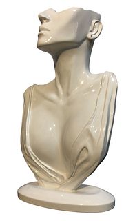 Italian Postmodern Ceramic Woman's Bust Display 