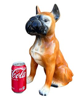 Mid Century Ceramic Boxer Dog Statue