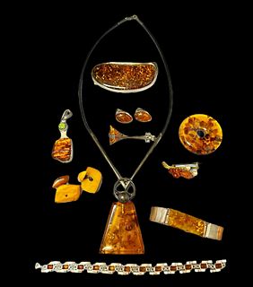 Collection Amber & Sterling Vintage Jewelry