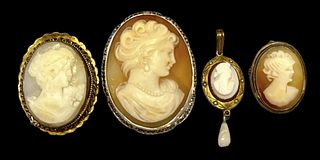 Collection Antique Cameo Jewelry, Sterling Gold 